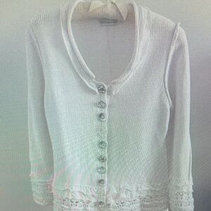 Women's White Button-Up Sweater